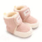 Pink Wool Booties, Ankle High Solid Color Warm Infant Walking Boots, Soft Comfortable Fabric Lined Indoor Outdoor Warm Shoes SH7170A